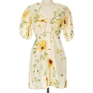 H&M Cream Mini Dress with Yellow Floral Design